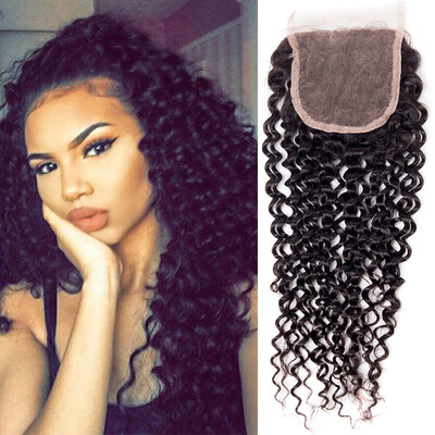 

Malaysian Curly Hair Closure 7A Virgin Human Hair Lace Closures Malaysian Curly Closure 1pc Only 8-22inch Bleached Knots