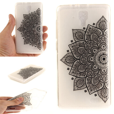 

Black half flower Pattern Soft Thin TPU Rubber Silicone Gel Case Cover for Lenovo A536
