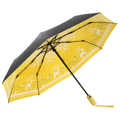 

MAYDU Black series of black umbrella cartoon deer automatic folding sunny umbrella woman three fold sun umbrella M3331 yellow