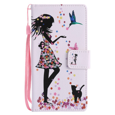 

Girl and Cat Design PU Leather Flip Cover Wallet Card Holder Case for SONY XZ