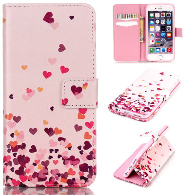 

Pink Heart Design PU Leather Flip Cover Wallet Card Holder Case for IPHONE 6 Plus/6S Plus