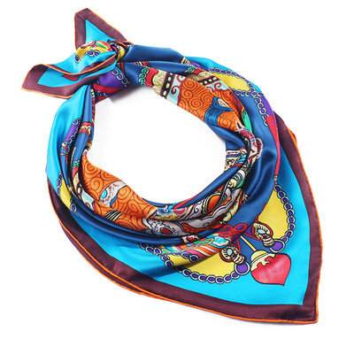 

Yimihuasha Yimihuasha Fairview Blue Crown Silk Scarf Womens Silk Shawl Scarf Towel