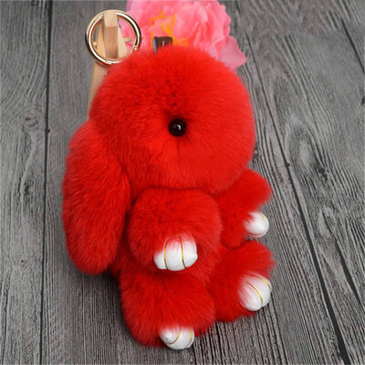 

MyMei 2016 New Rex Furs Rabbit Plush Toys Key Ring Keychain Pendant Bag Car Charm Tag Cute Mini Rabbit Toy Doll Real Fur Monster