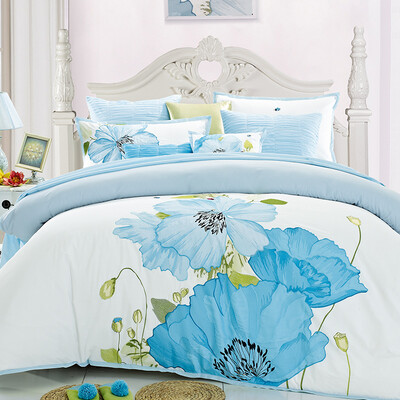 

Taste Bedding Home Textiles Pure Cotton Embroidery Four Piece Set of Soft Bed Sheets Secret Garden Blue 18m Bed 220 240cm