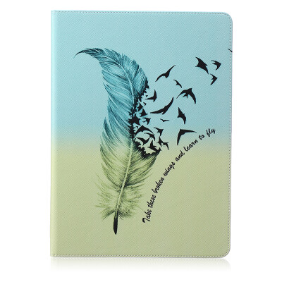 

Feathers and birds Style Embossing Classic Flip Cover with Stand Function and Credit Card Slot for iPad Pro 12.9