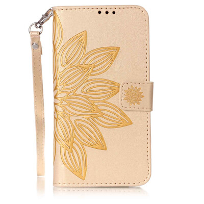 

Golden Flower Design PU Leather Flip Cover Wallet Card Holder Case for SAMSUNG A510