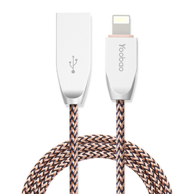 

Yoobao Zinc Alloy Apple Data Cable Charging Cable for Apple iPhone7 5s se 6 6s Plus iPad4 5 1m YB412 Coffee Brown