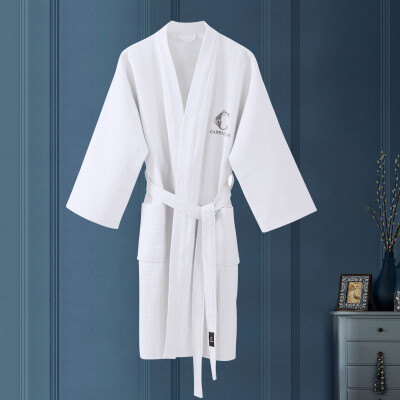 

Kang Xin five-star hotel bathrobes cotton absorbent cotton towel material summer home dressing gown bathrobe unisex white M