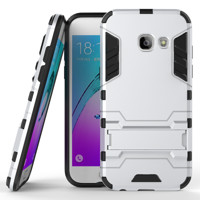 

Silver Slim Robot Armor Kickstand Shockproof Hard Rugged Rubber Back Case For SAMSUNG GALAXY A3 2017/A320