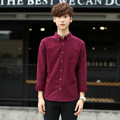 

Magicpower men's shirt Nordic travel series cool feeling long-sleeved shirt MFW0165611 red wine