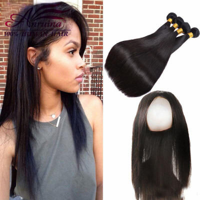 

Hot 360 Frontal Band With Bundles Straight Malaysian Virgin Hair With Frontal Closure Cheap 360 Lace Frontal With Hair Bundles