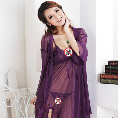 

GFM sexy underwear transparent temptation sexy pajamas funny pajamas suit 8618 purple