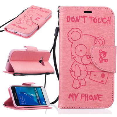 

Pink Bear Style Embossing Classic Flip Cover with Stand Function and Credit Card Slot for SAMSUNG Galaxy J1 2016/J120F