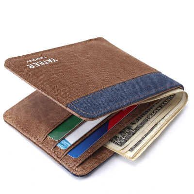 

Korean wallet slim mens creative Canvas Wallet business fashion leisure trends students new fashion hit color w