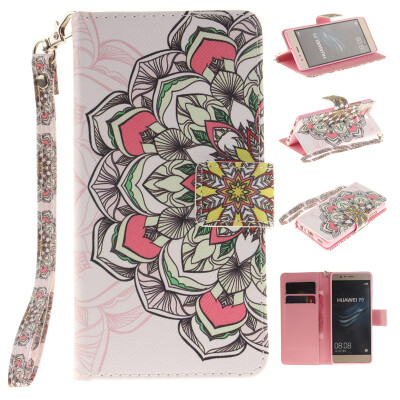 

Multilateral flowers Design PU Leather Flip Cover Wallet Card Holder Case for HUAWEI P9