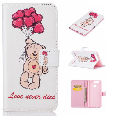 

Balloon&bear Design PU Leather Flip Cover Wallet Card Holder Case for HUAWEI P9