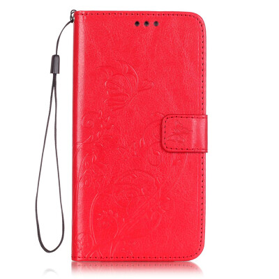 

Red Flower Design PU Leather Flip Cover Wallet Card Holder Case for SAMSUNG J2