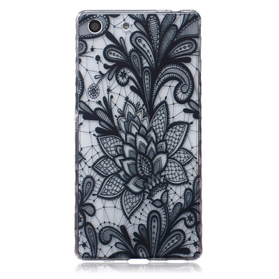 

Black Rose Pattern Мягкий тонкий ТПУ Резиновая крышка силиконовый гель чехол для SONY Xperia M5