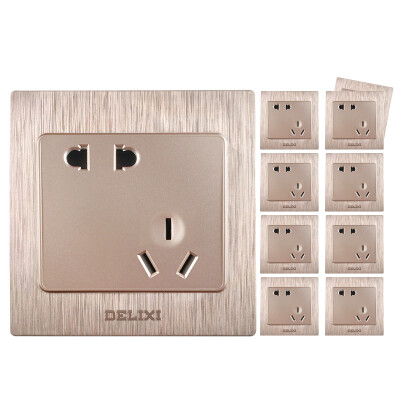 

Jingdong Supermarket] Delixi (DELIXI) switch socket panel 10A dislocation five-hole socket ten loaded sets of brushed purple series