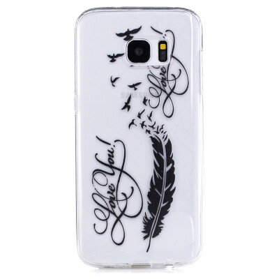 

LOVE Feathers Pattern Soft Thin TPU Rubber Silicone Gel Case Cover for SAMSUNG GALAXY S7 Edge
