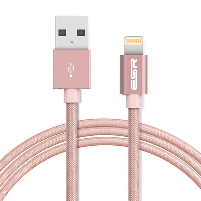 

ESR) Apple MFI certified data cable Lightning charging cable for iPhone7 / 7 Plus / 6s / 6 / SE / iPad Air / Pro woven section - rose gold