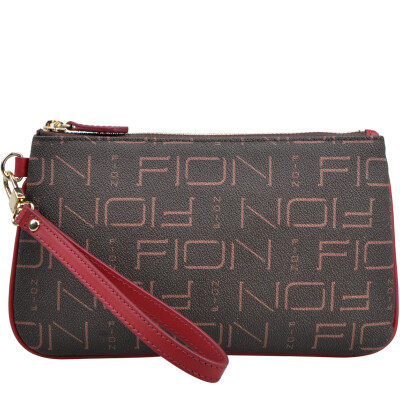 

Fion FION handbags ladies pvc casual fashion printing hand bag long section zipper hand bag FPLL PBRRD BT001 red brown