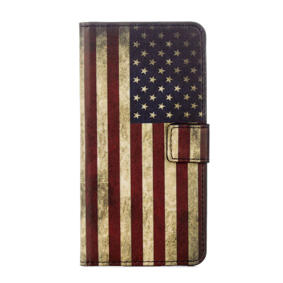 

US Flag Design PU Leather Flip Cover Wallet Card Holder Case for Wiko Tommy