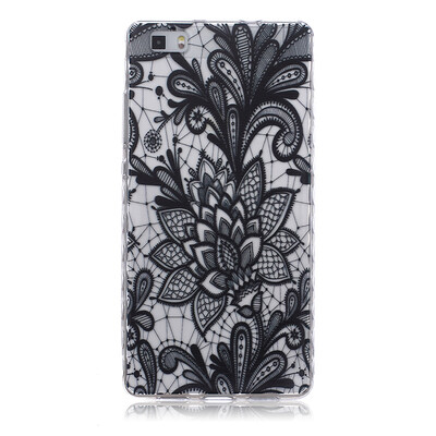 

Black Rose Pattern Soft Thin TPU Rubber Silicone Gel Case Cover for HUAWEI P8 Lite