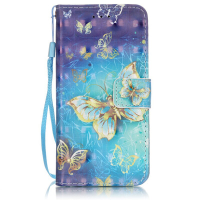 

Golden Butterfly Design PU Leather Flip Cover Wallet Card Holder Case for IPHONE 6