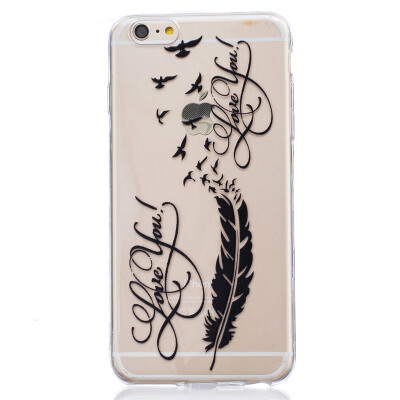 

LOVE Feathers Pattern Soft Thin TPU Rubber Silicone Gel Case Cover for IPHONE 6 Plus/6S Plus