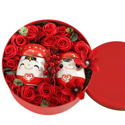 

Dream bridge B & D birthday gift girl creative gift wedding Valentine&39s Day gift soap rose gift box pair red couple cup flower box