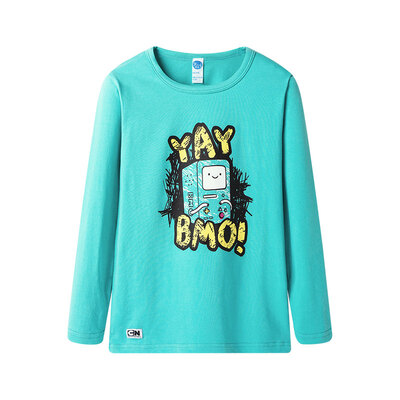 

Three guns dits neutral grass green Shu skin elastic cotton children children round neck long sleeve shirt 2C019A0 grass green 110