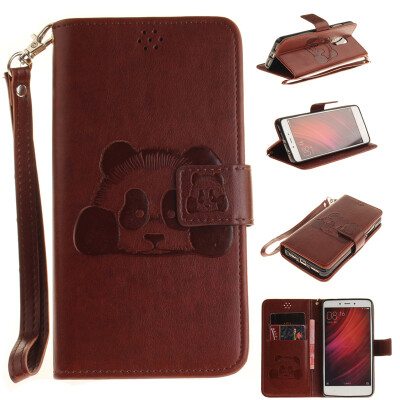 

Brown Panda Style Embossing Classic Flip Cover with Stand Function and Credit Card Slot for XIAOMI RedMi Note4