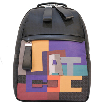 

SATCHI ПВХ серии наплечные сумки Персонализированные Mosaic Мужская сумка Двойной Zipple Отдых Рюкзак FQ14079-8H Черный