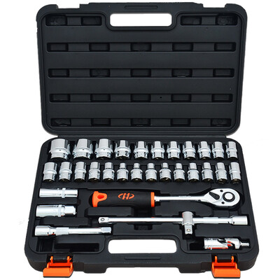 

Huafeng Jarrow HF-81032A 32-piece set of auto repair tool set Carrefour tool set 12.5mm series ratchet wrench sleeve sets