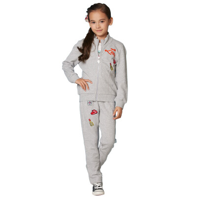 

JJLKIDS Partner Club Kids Girls' Kids Children's Trousers Leisure Sports Trousers Pants Two-piece Set GCZ61039 Ma Gray 160