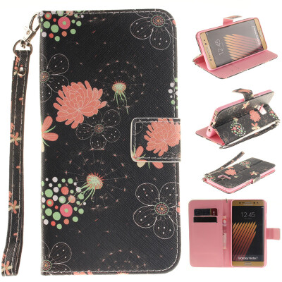 

Colorful flowers Design PU Leather Flip Cover Wallet Card Holder Case for SAMSUNG GALAXY NOTE 7