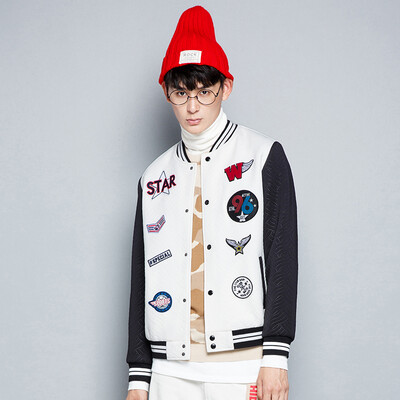 

Semir Jacket Men Men Fashion Patchwork Embroidered Collar Baseball Jacket Korean 19316081220 White Black Tone L