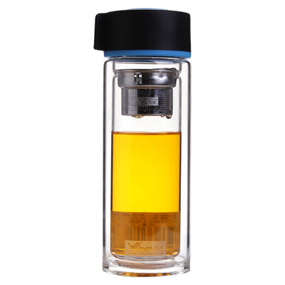 

【Jingdong Supermarket】 Huaya (WAYA) double glass cups men's business cup HL65-300 with filter car cup 300ml black blue