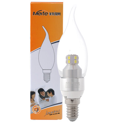 

Jingdong supermarket] Meitei Meite LED bulb silver metal pull tail bubble 4W E14 small screw silver 6000K white light MT-L204C