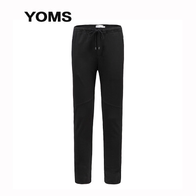 

YOMS) casual pants male drawstring knitted sports pants comfortable straight pants 52202276 black