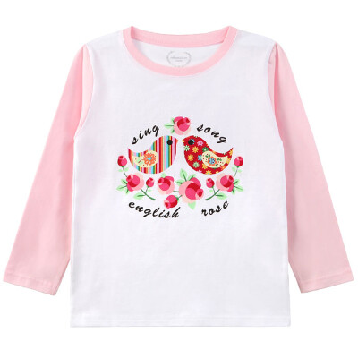 

Xin Song girl roses bird long sleeve printing T shirt light powder C004A 90