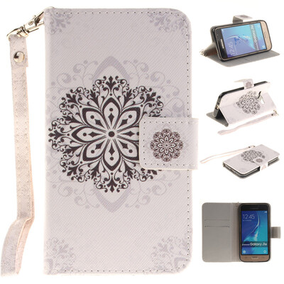 

Datura flowers Design PU Leather Flip Cover Wallet Card Holder Case for SAMSUNG GALAXY J1 2016 J120