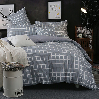

Bejirog grids cotton bed set/bed kit (duvet cover/bed sheet/pillowcase)