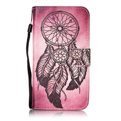 

Maroon Wind Chimes Design PU Leather Flip Cover Wallet Card Holder Case for Huawei Y5 II