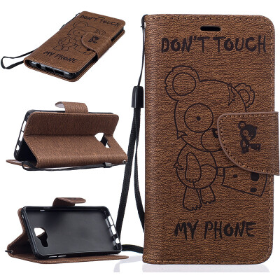 

coffee Bear Style Embossing Classic Flip Cover with Stand Function and Credit Card Slot for SAMSUNG Galaxy A3 2016/A310