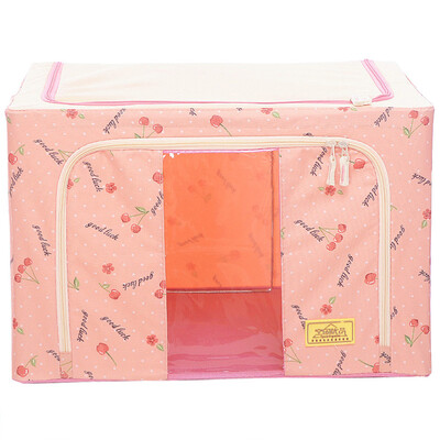 

Space Premium Large Reinforced Double Window Baina Finishing Box Features Printed Oxford Cloth Storage Box One Pack Cherry Powder Large 66L