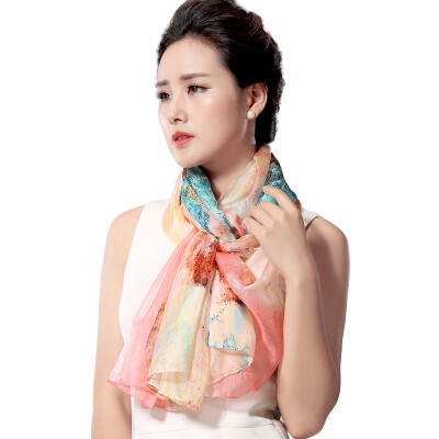 

ANSIYU) G Series -4 ladies scarf long silk scarf dress with shawl scarf G24 black wave point