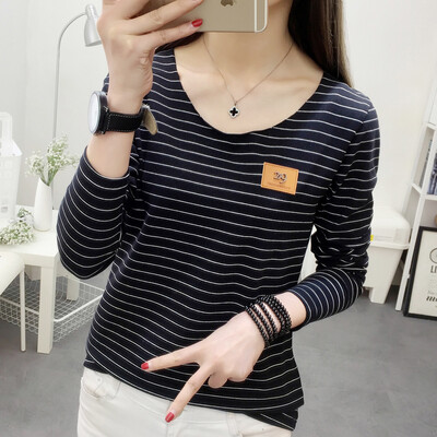 

VIVAHEART Korean Style Striped Long Sleeve T-Shirt Women&39s T-Shirt VWTC173337 Black S