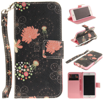 

Colorful flowers Design PU Leather Flip Cover Wallet Card Holder Case for IPHONE 6/6S